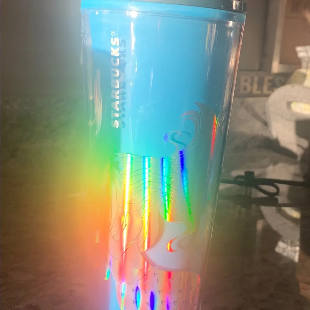 Blue Tall Starbucks Mermaid Tumbler with straw. - Picture 4 of 4